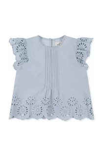 Bluzki dla dziewczynek - Konges Sløjd bluzka bawełniana dziecięca kolor niebieski gładka - grafika 1