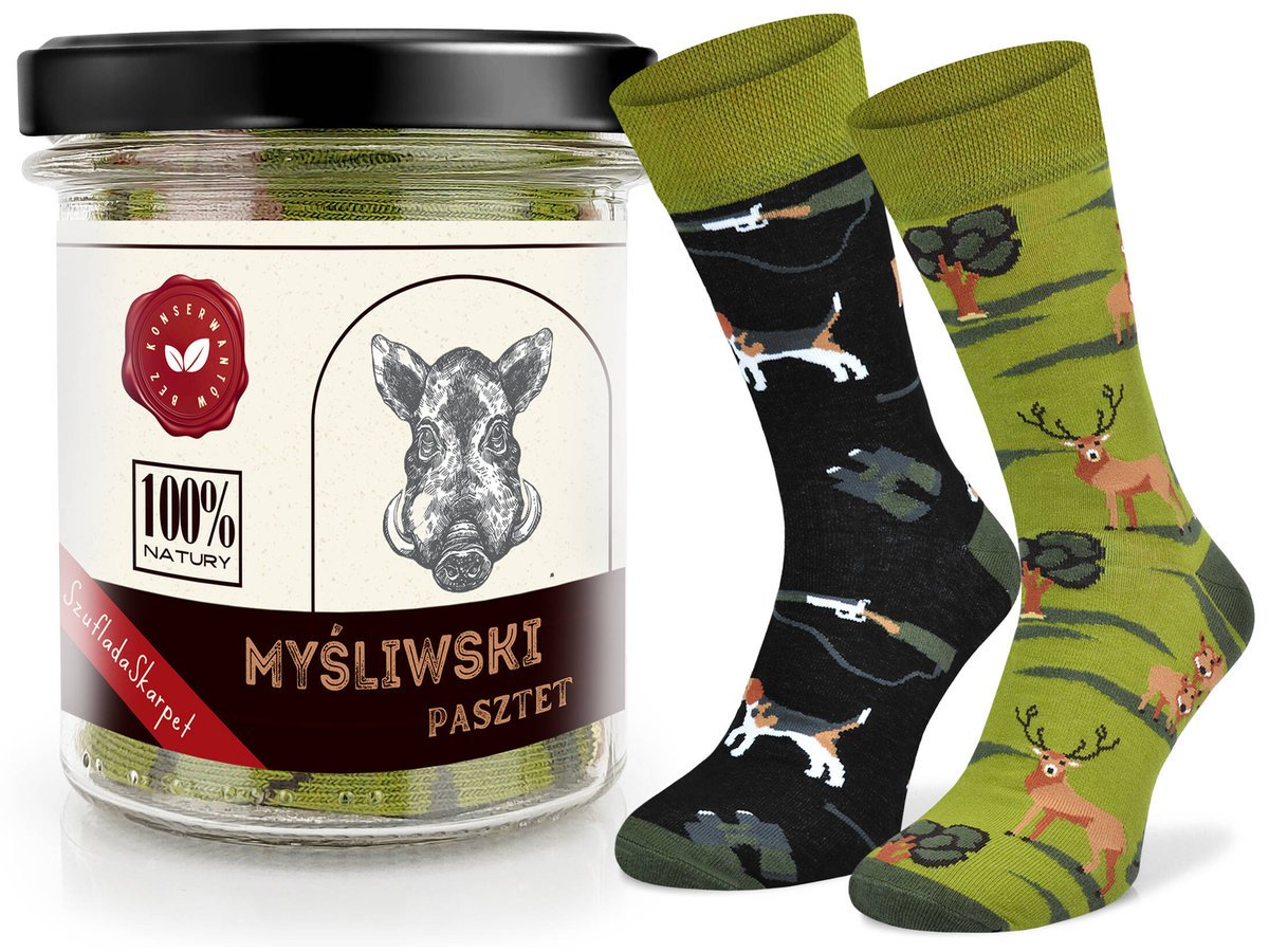 Pasztet Myśliwski W Słoiku Kolorowe Skarpety Na Prezent Dla Myśliwego 39-42
