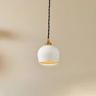 Lampy sufitowe - Lampa wisząca Lindby Nolane, Ø 11 cm, ceramika, biały/mosiądz - miniaturka - grafika 1