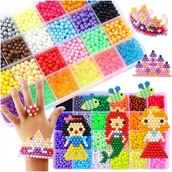 Prace ręczne dla dzieci - Koraliki Wodne Aqua Duży Zestaw 3000+ El Beads Z Akcesoriami Wzory Szablony - miniaturka - grafika 1