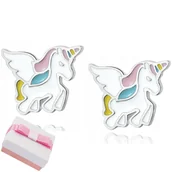 Biżuteria dla dzieci - KOLCZYKI SREBRNE 925 DLA DZIECI WKRĘTKI jednorożce, bajkowy blask - miniaturka - grafika 1