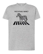 Koszulki i topy damskie - Koszulka Śmieszna Zebra Czarna Humor Szara XL - miniaturka - grafika 1