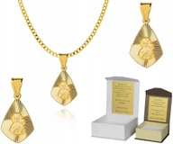 Biżuteria dla dzieci - Złoty łańcuszek srebro Medalik Matka Boska 50 cm DEDYKACJA P4M26 - miniaturka - grafika 1