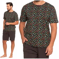 Piżamy damskie - PIŻAMA MĘSKA T-Shirt z Krótkim Rękawem Safari Gładkie Spodenki MORAJ XXL - miniaturka - grafika 1