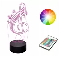 Lampy stojące - Lampka nocna NA BIURKO 3D LED imię KLUCZ WIOLINOWY - miniaturka - grafika 1