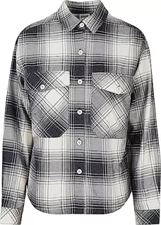 Koszule damskie - Urban Classics Damska koszula oversized Check Shirt damska koszula z długim rękawem czarna/biała Basics, Streetwear, Whitesand/Black, 4XL - grafika 1