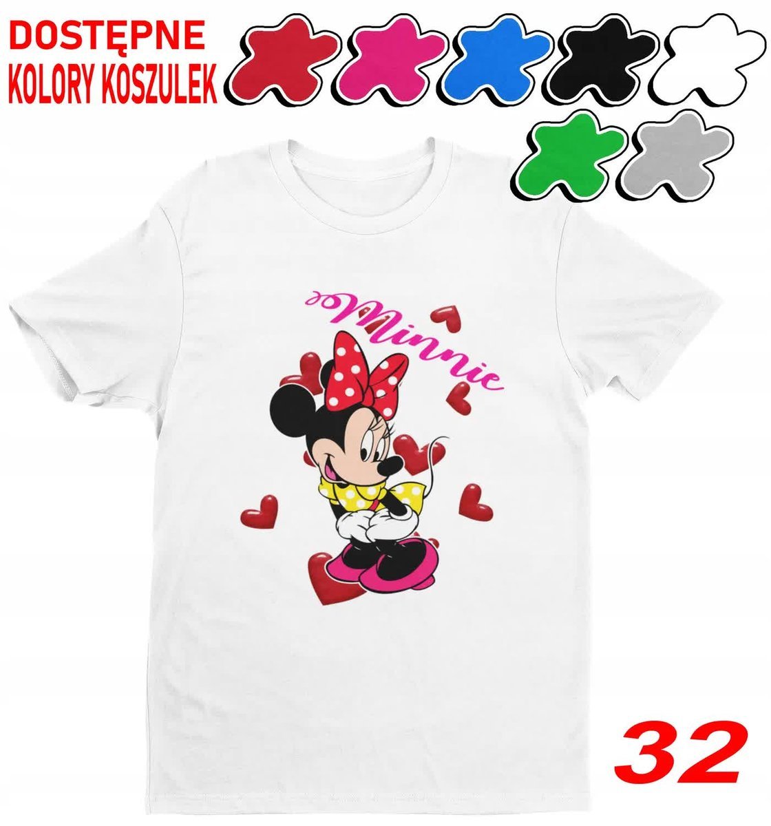 Dziecięca Koszulka Z Nadruk.Duży Wybór Myszka Miki Minnie Daisy - L 146-152