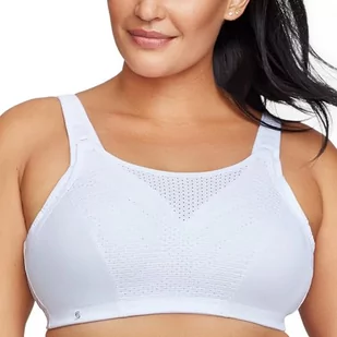 Glamorise Damski biustonosz sportowy z kontrolą bez fiszbin #1166, Biały/szary, 80C - Biustonosze - miniaturka - grafika 1