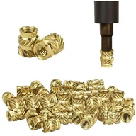 Śruby i nakrętki - 50 szt. gwintowanych nakrętek mosiężnych z gwintem wewnętrznym, zestaw wkładek gwintowanych M3, antyoksydacyjne, gwintowane, antykorozyjne, antyodkszt - miniaturka - grafika 1