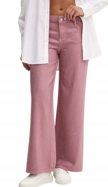 Guess Różowe Jeansy Dzwony Z Cekinami Bawełna Lyocell 26/34 Gma