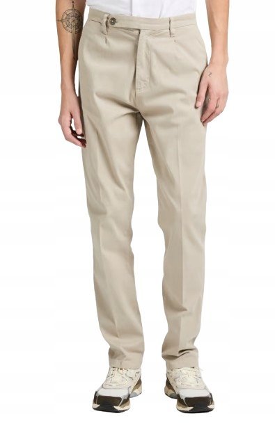 Guess Eleganckie Spodnie Chinos Beżowe Z Guzikiem Bawełna 33/32 Gna