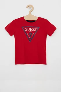Koszulki dla chłopców - Guess T-shirt dziecięcy kolor czerwony melanżowy - grafika 1