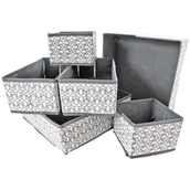 Meble modułowe i akcesoria - Zestaw organizer do szafy pudełko tekstylne 6 sztuk szary - miniaturka - grafika 1