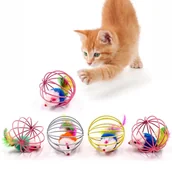 Zabawki dla kotów - Zabawka Dla Kota Piłka Mysz Piórka - miniaturka - grafika 1