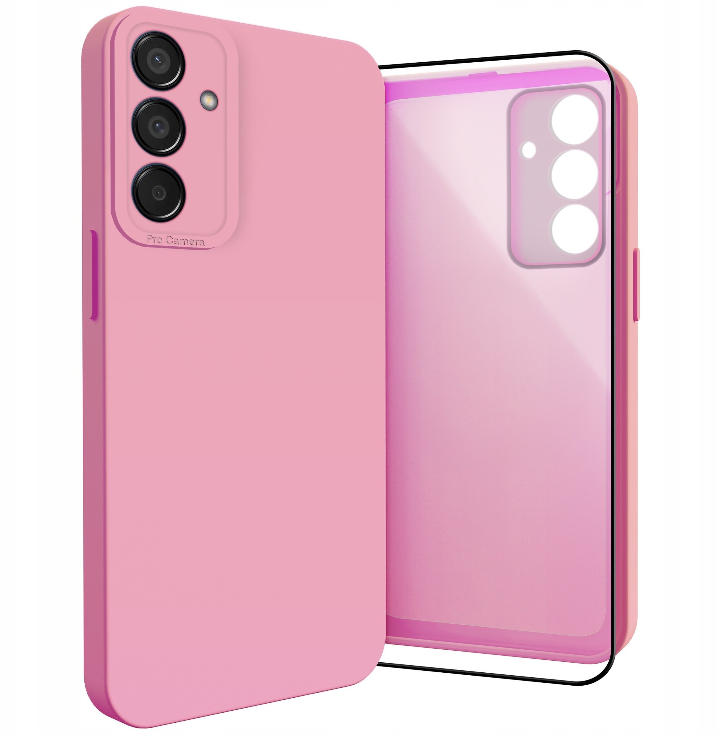 Etui do Samsung Galaxy M15 Osłona Kamery, Różowe, Ochronne, Case Szkło