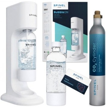 Saturator Spinel Soda BubbleON Biały Do Gazowania Wody Butelka 1L Nabój