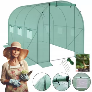 TUNEL FOLIOWY OGRODOWY SZKLARNIA ZE STELAŻEM 2x3m FOLIAK NAMIOT 6m² ZIELONY - Szklarnie ogrodowe - miniaturka - grafika 1