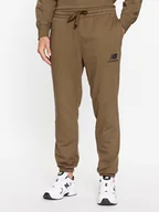 Spodnie sportowe męskie - New Balance Spodnie dresowe Essentials Stacked Logo French Terry Sweatpant MP31539 Brązowy Regular Fit - miniaturka - grafika 1