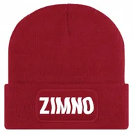 Czapki damskie - Czapka Jesienna Bawełniana ZIMOWA Czerwona Beanie ZIMNO Ciepła Wzory - miniaturka - grafika 1