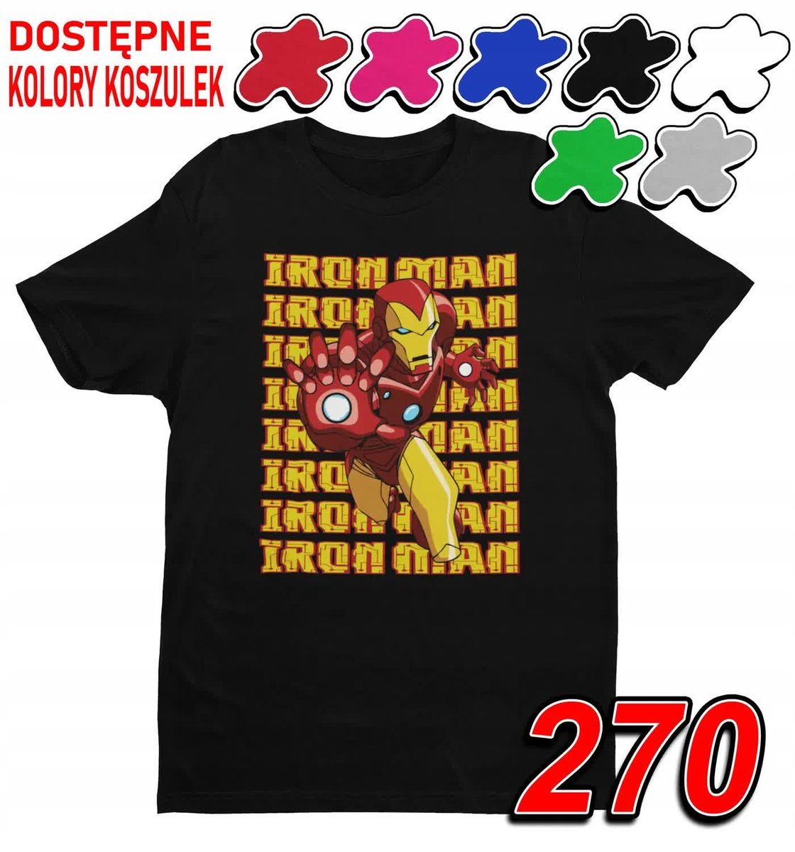 Dziecięca Koszulka T-Shirt Z Nadrukiem Avengers Iron Man - L 146-152