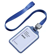 Identyfikatory - Holder na identyfikator ze smyczą Dezhi – stylowy i praktyczny NIEBIESKI - miniaturka - grafika 1