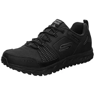 Skechers Męskie trampki Escape Plan, Czarna, czarna skórzana siatka wykończenie Bbk - 45 EU - Trampki męskie - miniaturka - grafika 1