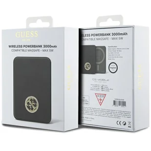 Guess Powerbank indukcyjny 5W GUPBM3AL4DMK 3000mAh czarny/black MagSafe 4G Strassed Metal Logo - Powerbanki - miniaturka - grafika 5