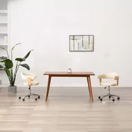 Krzesła - vidaXL Obrotowe krzesło stołowe, kremowe, gięte drewno i ekoskóra - miniaturka - grafika 1