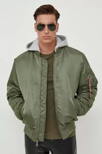 Kurtki męskie - Alpha Industries kurtka bomber MA-1 ZH Back EMB męski kolor zielony zimowa - grafika 1