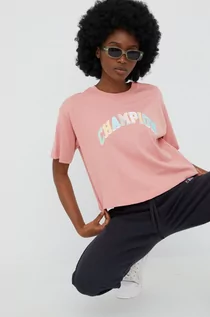 Koszulki i topy damskie - Champion t-shirt bawełniany kolor różowy - grafika 1