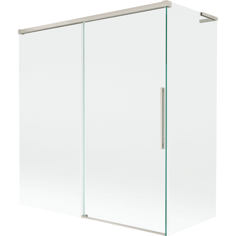Mexen Rox L parawan nawannowy 2-skrzydłowy rozsuwany 150 + 70 x 150 cm, transparent, nikiel szczotkowany - 8C9L-150-070-97-00