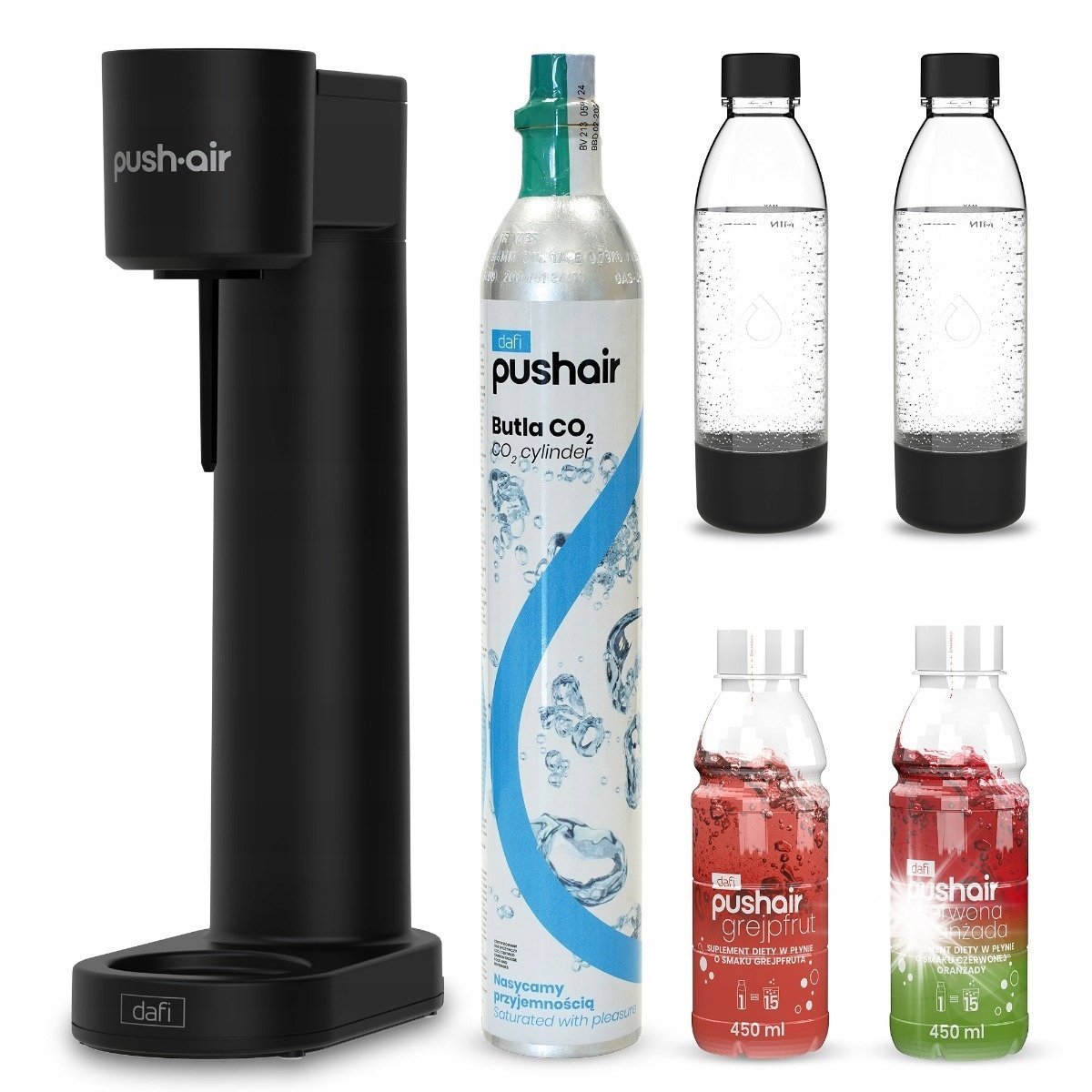 Saturator PushAir Dafi+ Nabój CO2 + 2x Butelka 0,7+ 2x Suplement Diety