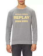 Bluzy męskie - Replay bluza męska, szary (Melange Grey M14)., M - miniaturka - grafika 1
