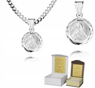 Biżuteria dla dzieci - 925 Srebrny łańcuszek medalik DEDYKACJA 50cm P2M41 - miniaturka - grafika 1