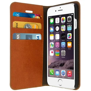 Etui Folio Prawdziwa Skóra iPhone 6 / 6S z miejscem na karty Podstawka wideo Brązowy - Etui i futerały do telefonów - miniaturka - grafika 1