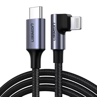 UGREEN MFI kątowy kabel przewód z bocznym wtykiem USB Typ C - Lightning Power Delivery 3 A 1 m szary (60763 US305) - 1 60763 US305 - Kable USB - miniaturka - grafika 1