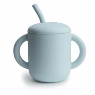 Kubki dla dzieci - Kubek silikonowy ze słomką Powder Blue Mushie - miniaturka - grafika 1