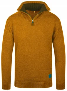 MODNY SWETER MĘSKI GOLF PÓŁZAMEK MUSZTARDOWY - XL - Swetry męskie - miniaturka - grafika 1