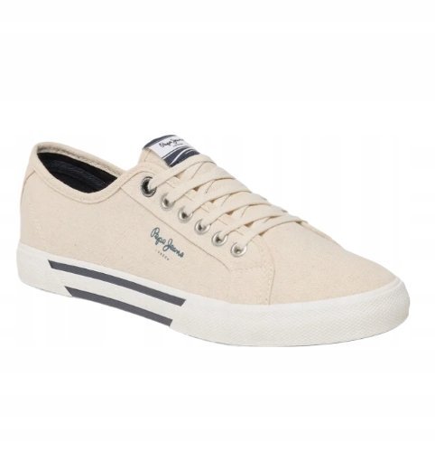 PEPE JEANS BEŻOWE TRAMPKI MĘSKIE SZNUROWANE Z TKANINY 43 AWE