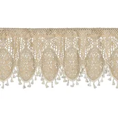 Firany - Zazdrostka 30x150 Moly beżowa jasna z ażurowym kwiatowym wzorem gotowa na tunelu - miniaturka - grafika 1