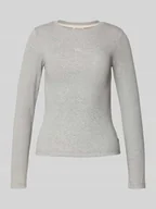 Bluzki damskie - Bluzka z długim rękawem z wyhaftowanym logo - miniaturka - grafika 1