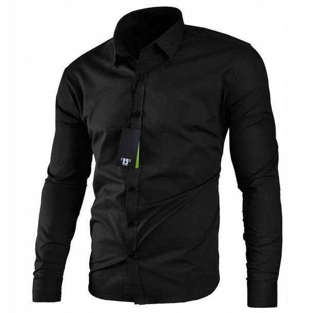 Koszula Męska Czarna Klasyczna Slim Fit Taliowana Gładka Rozmiar 3xl