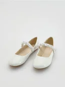 Buty dla dziewczynek - Reserved - Baleriny z imitacji skóry - biały - miniaturka - grafika 1