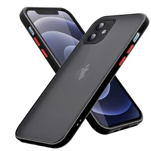 Pokrowiec Etui Do Apple iPhone 12 MINI w Matowe Czarno - Czerwone Guziki TPU Hard Case Obudowa Ochronny Cadorabo - Etui i futerały do telefonów - miniaturka - grafika 1