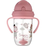 Bidony dla dzieci - Canpol babies Nevylévací hrneček se slámkou a závažím BONJOUR PARIS 270ml różowy - miniaturka - grafika 1