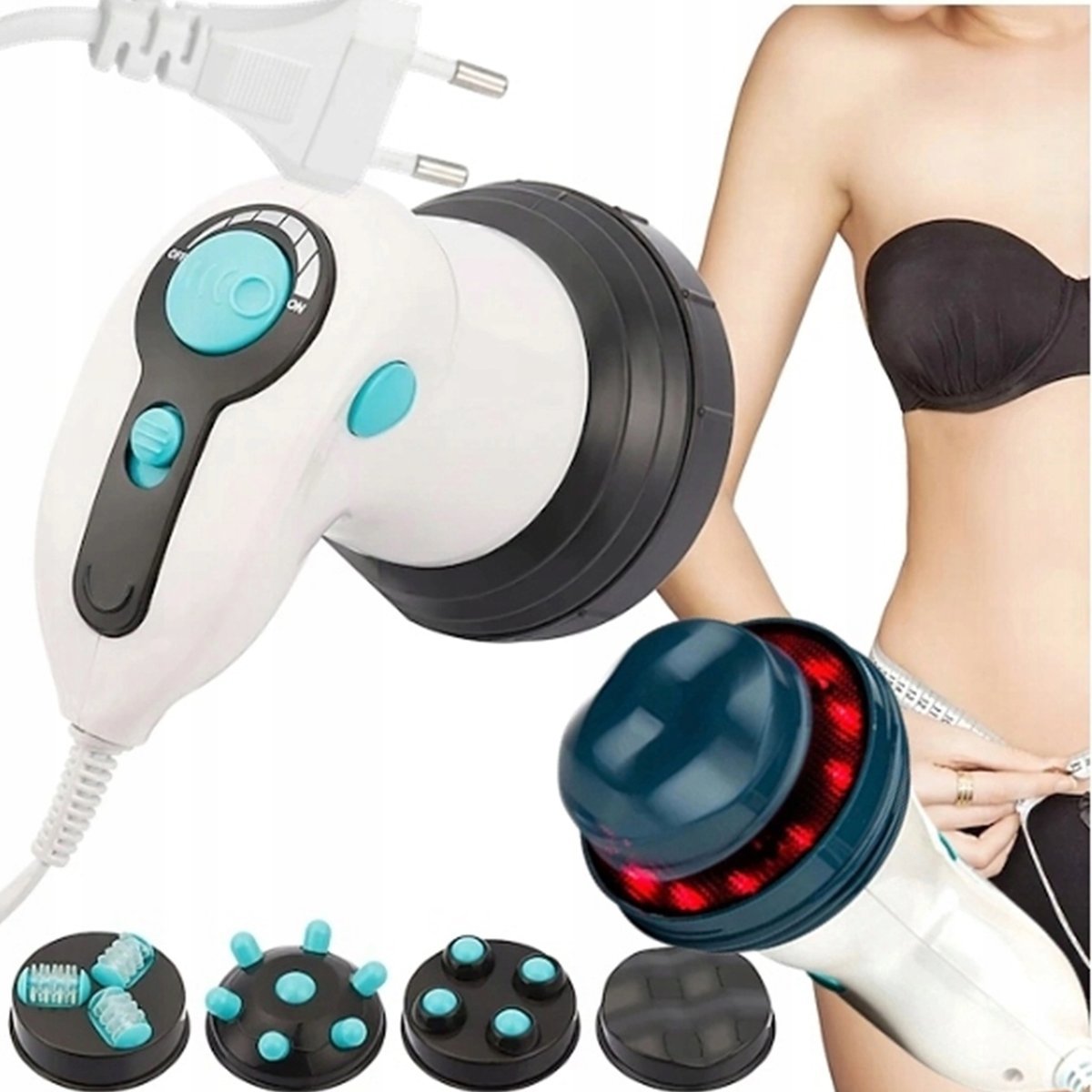 MASAŻER ANTYCELLULITOWY PODCZERWIEŃ FOTONOTERAPIA 5W1 WYMIENNE GŁOWICE