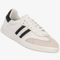 Sneakersy męskie - Sneakersy Męskie Skórzane Buty Sportowe Białe/Czarne DK Sandro Biały 43 - miniaturka - grafika 1