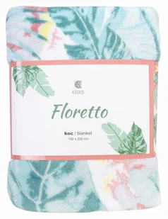 Koc Floretto 150x200 kwiaty liście zielony - Koce - miniaturka - grafika 1