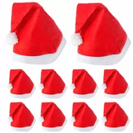 Dodatki do strojów karnawałowych - Czapka Mikołaja 10 szt. mikołajki strój czerwona - miniaturka - grafika 1