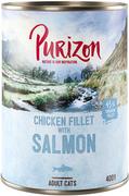Mokra karma dla kotów - Zestaw Purizon Adult 12 x 400 g, bez zbóż - Filet z kurczaka z łososiem - miniaturka - grafika 1